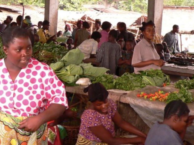 Marché de légumes à Basankusu, RDC